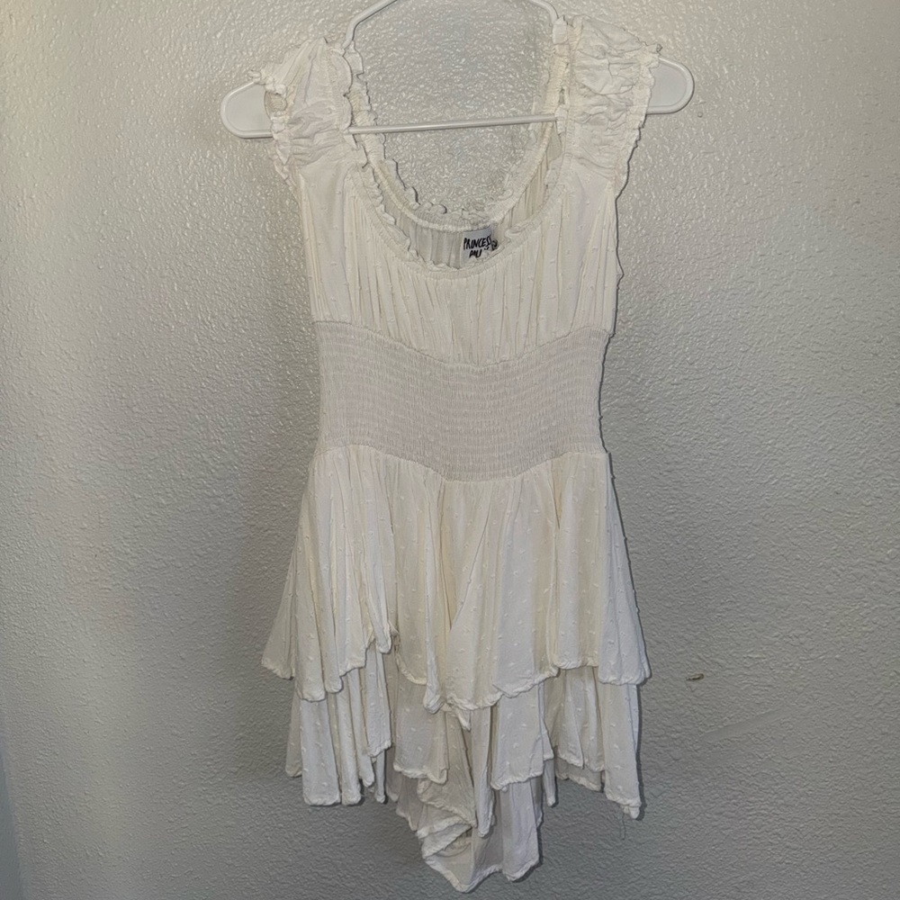 Princess Polly Cream Asymmetrical Dress